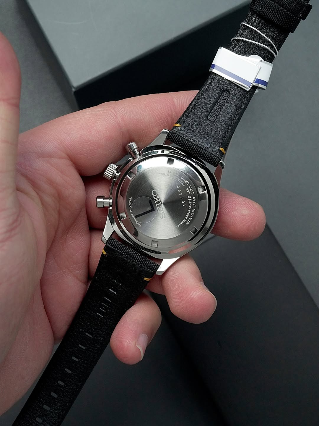 Seiko SSB449P1 Men's Chronograph Watch, Black Dial, Black Nylon Strap