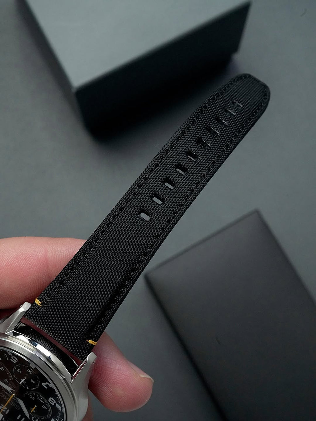 Seiko SSB449P1 Men's Chronograph Watch, Black Dial, Black Nylon Strap