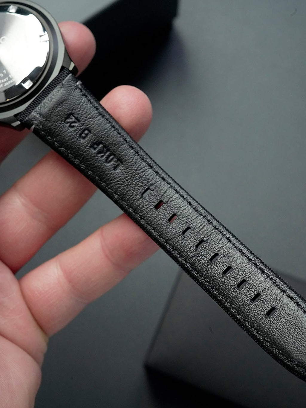 Seiko Chronograph Black Dial Black Nylon/Leather Strap Watch