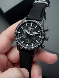 Seiko Chronograph Black Dial Black Nylon/Leather Strap Watch