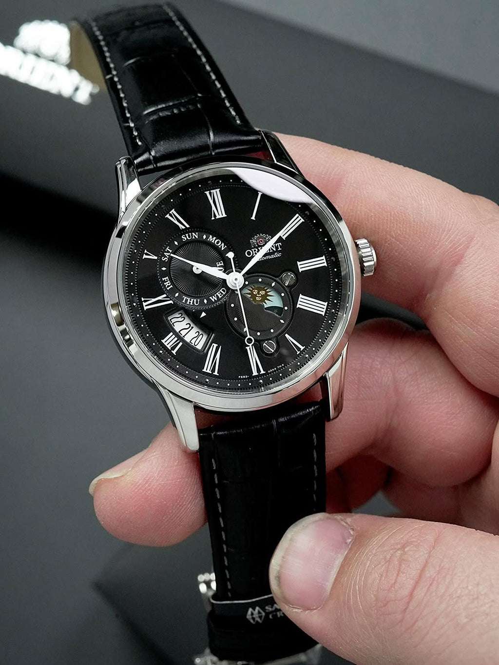 Brand New Orient Sun & Moon Black Dial Sapphire Crystal Automatic Watch