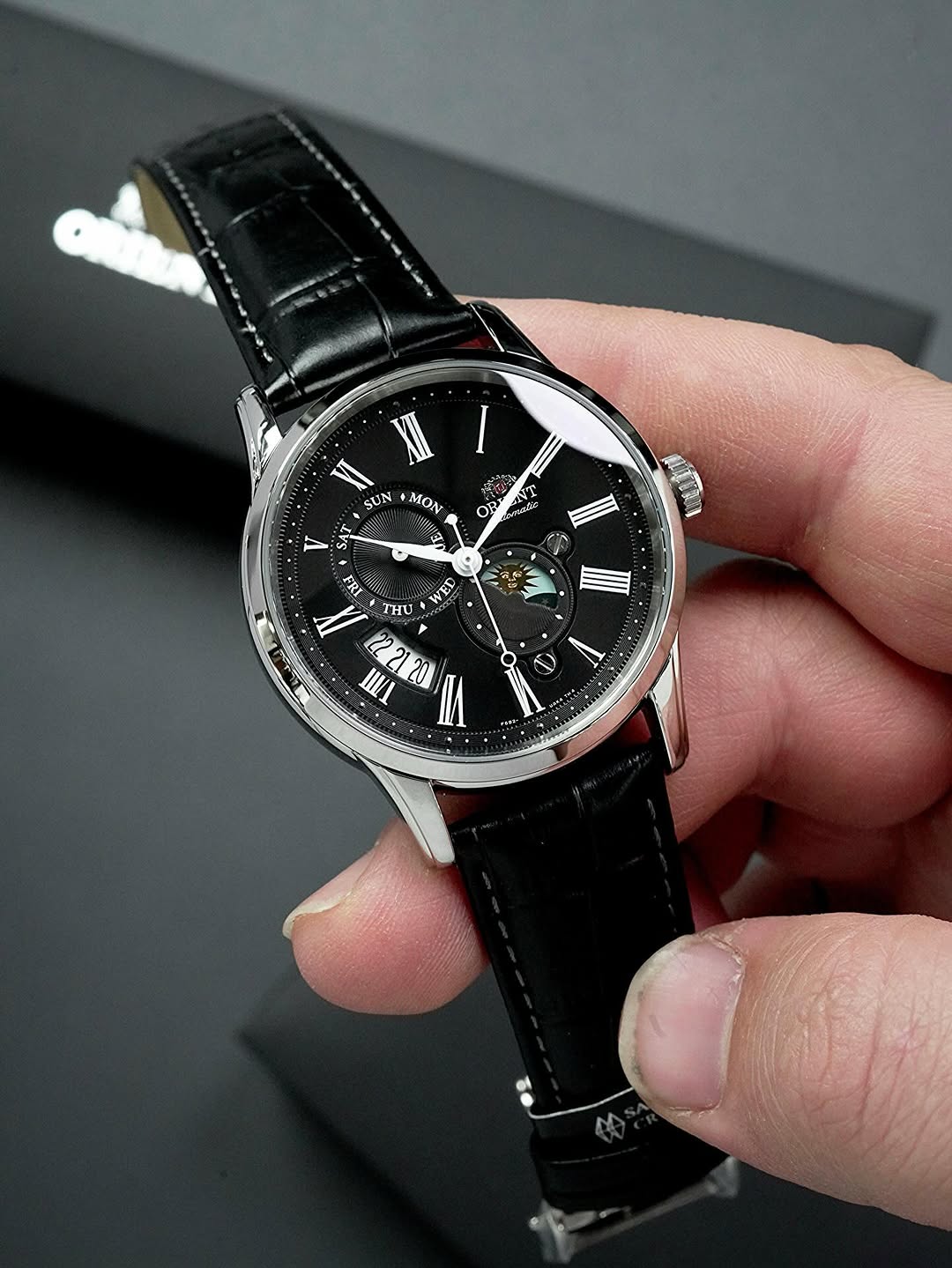 Brand New Orient Sun & Moon Black Dial Sapphire Crystal Automatic Watch