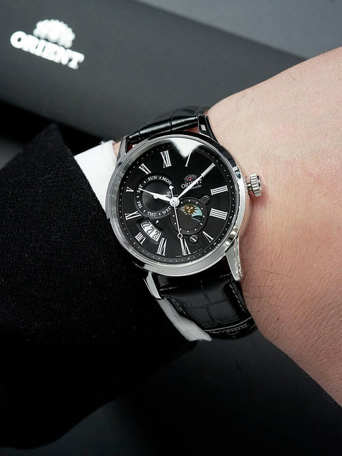 Brand New Orient Sun & Moon Black Dial Sapphire Crystal Automatic Watch