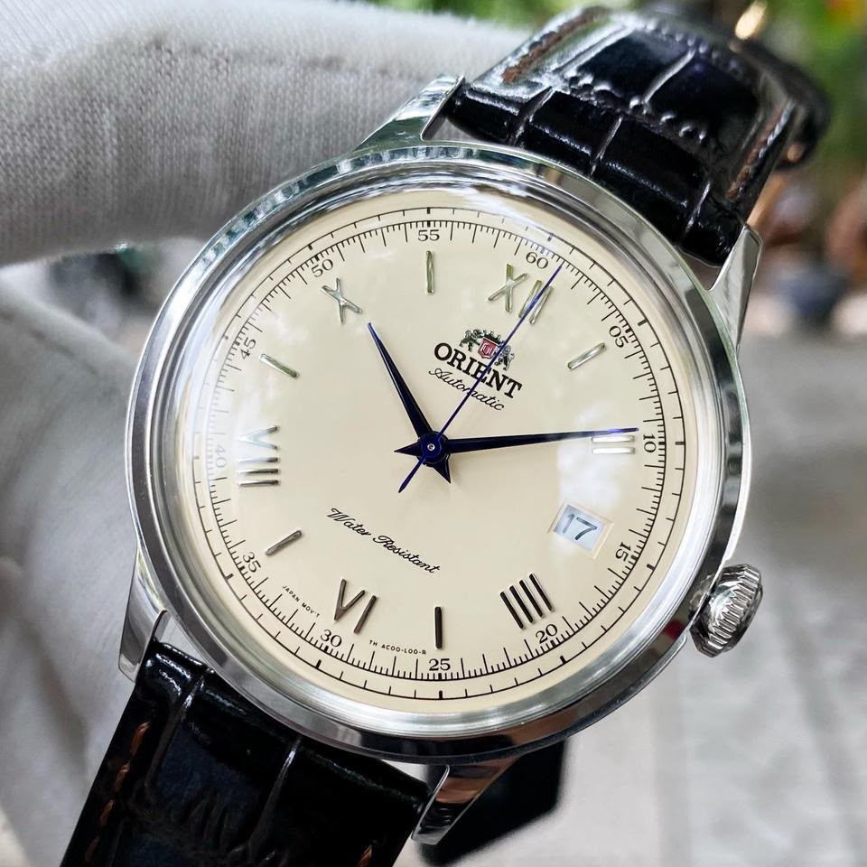 Orient Bambino Classic Bambino Mechanical Leather Men's Watch Cream Yellow