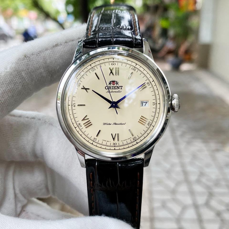 Orient Bambino Classic Bambino Mechanical Leather Men's Watch Cream Yellow